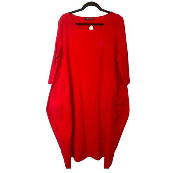 Red Cotton Maxi Dress - Picture 3 of 16